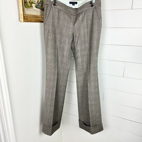 Banana Republic Women's Wool Glen Plaid Wide Leg Trouser Pants Size 6 - Picture 1 of 8